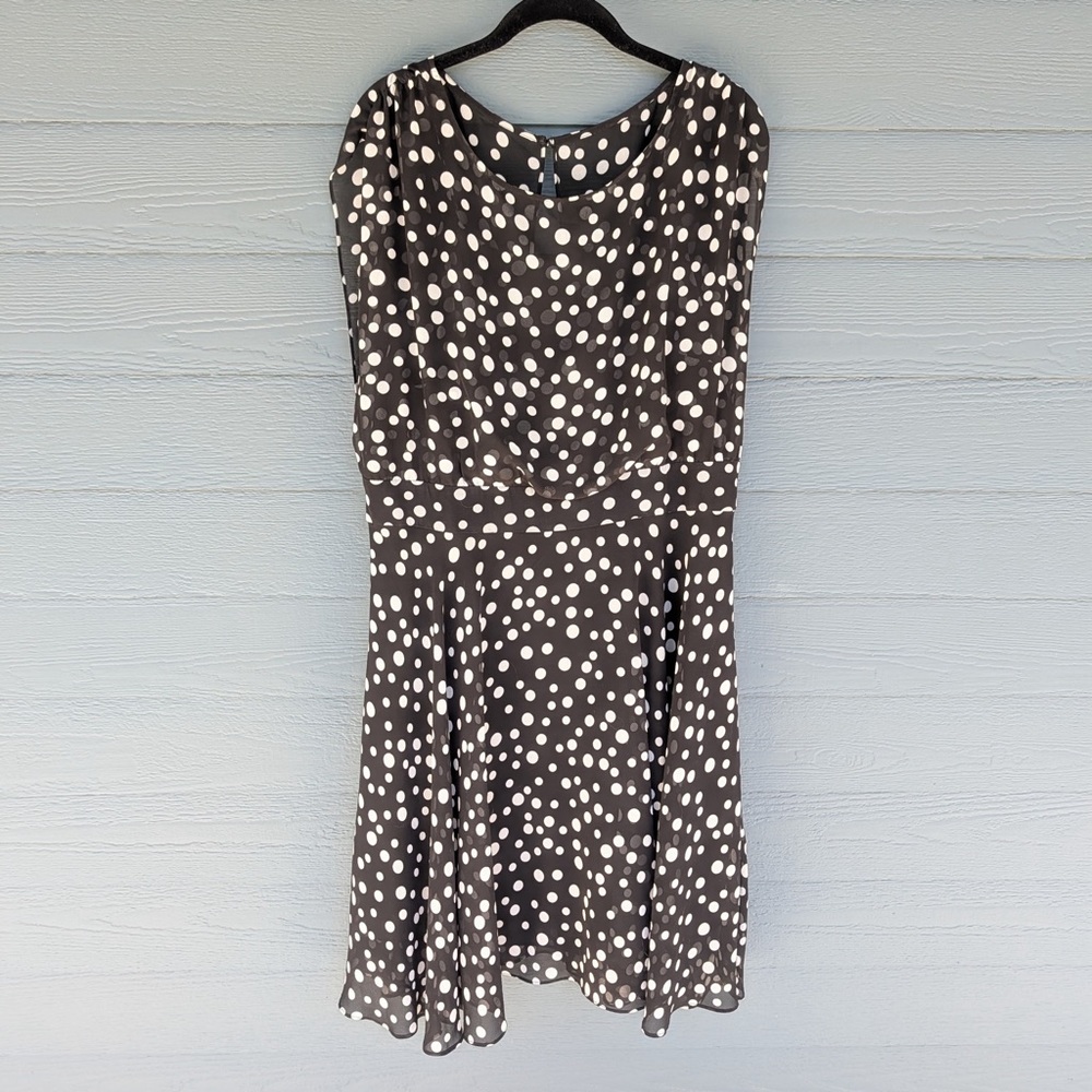 Chico's Black and White Polka Dot Sleeveless Midi Dress